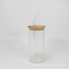 Glas Mason Jar Becher mit Bambusdeckel